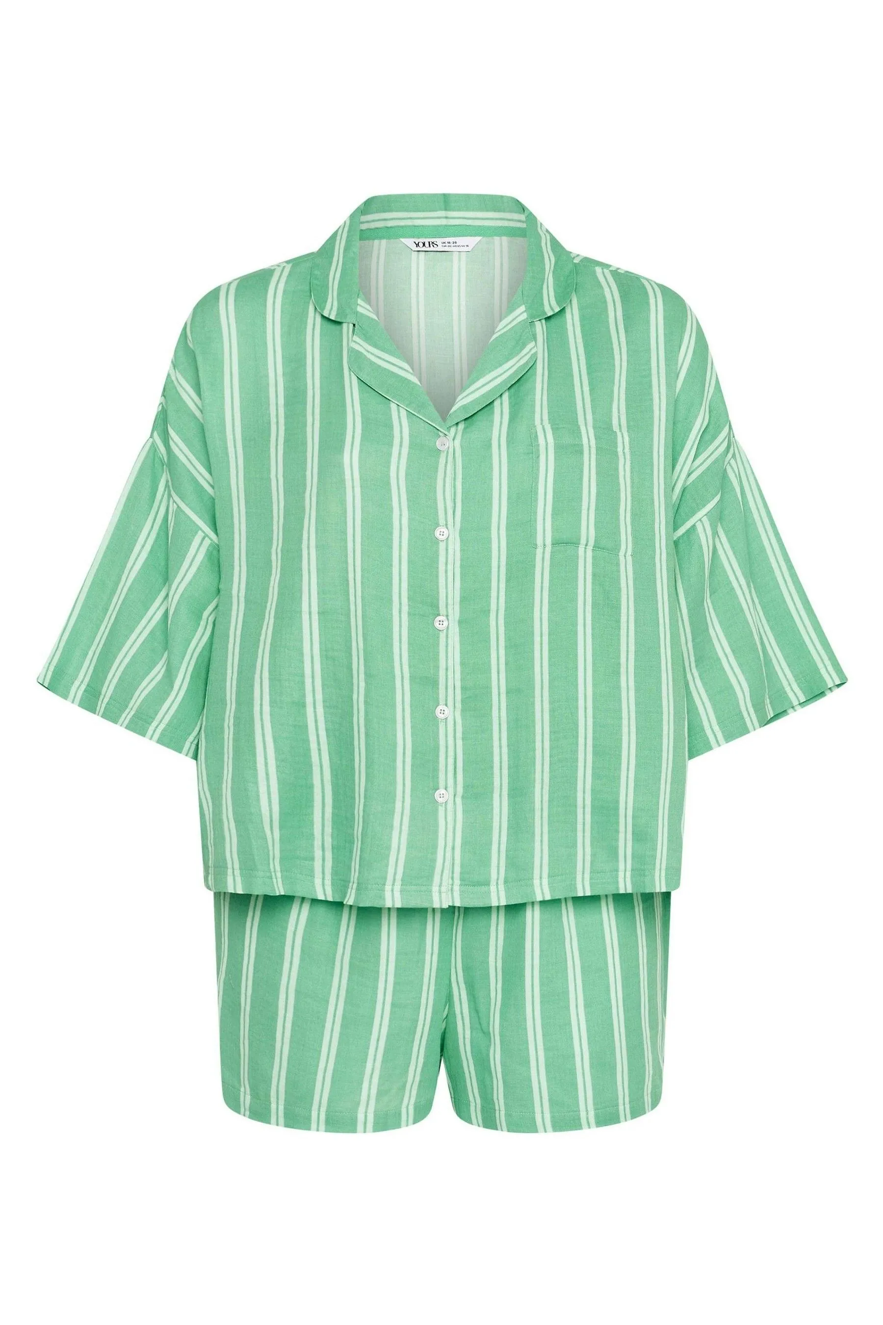 Yours Curve Stripe Double Cloth Pyjamas Set    